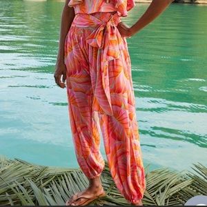 Farm Rio Bright Forest Smocked Waist Pants